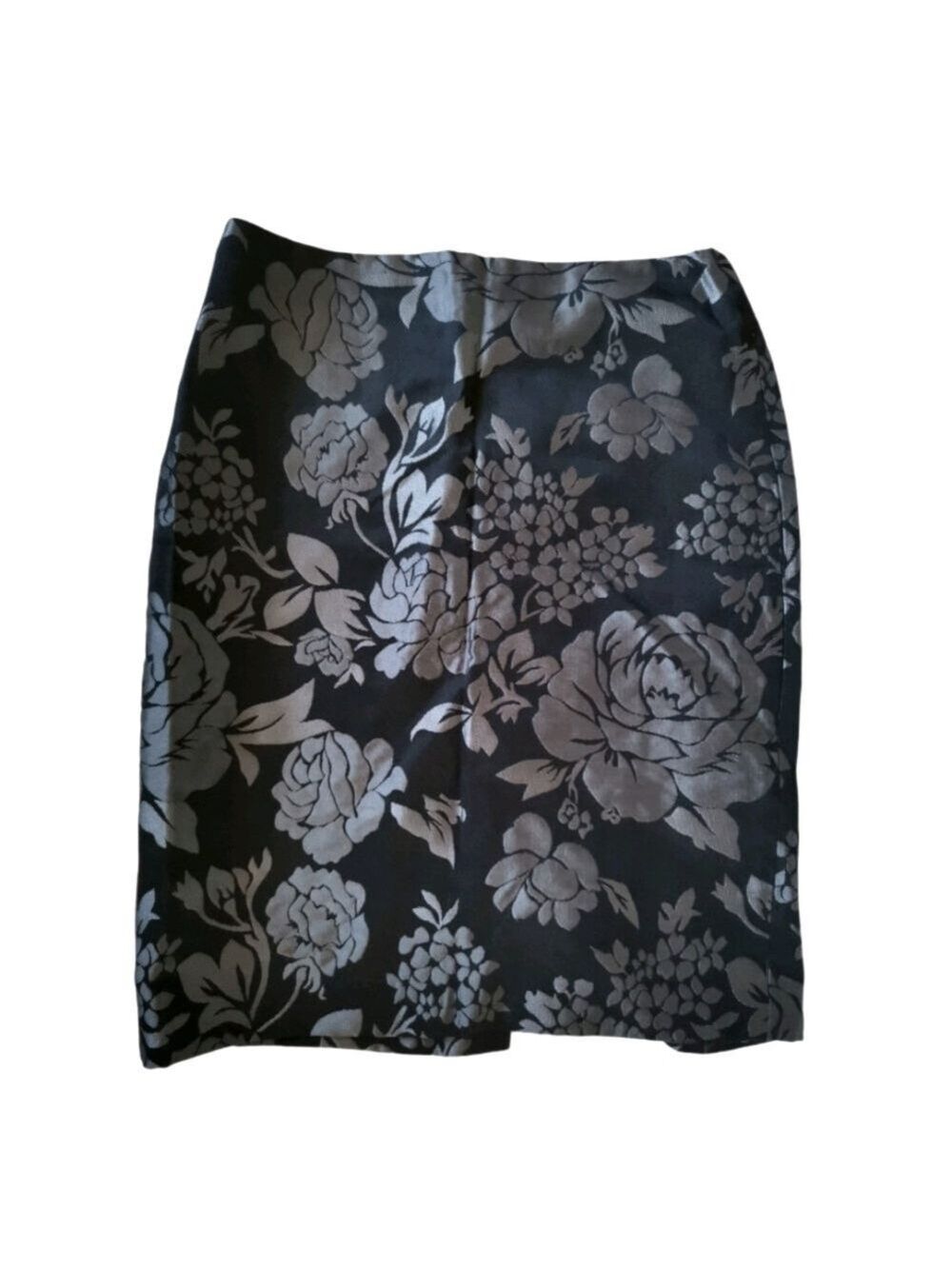 White House Black Market Brocade Black Roses Skirt
